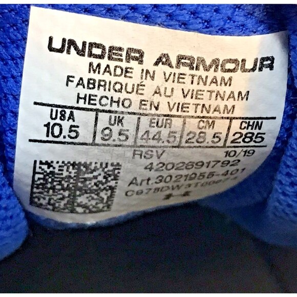 Under Armour Charged Toccoa 2 Sneakers Men's 10.5 Blue Running Shoes 3021955-401 - Picture 9 of 10